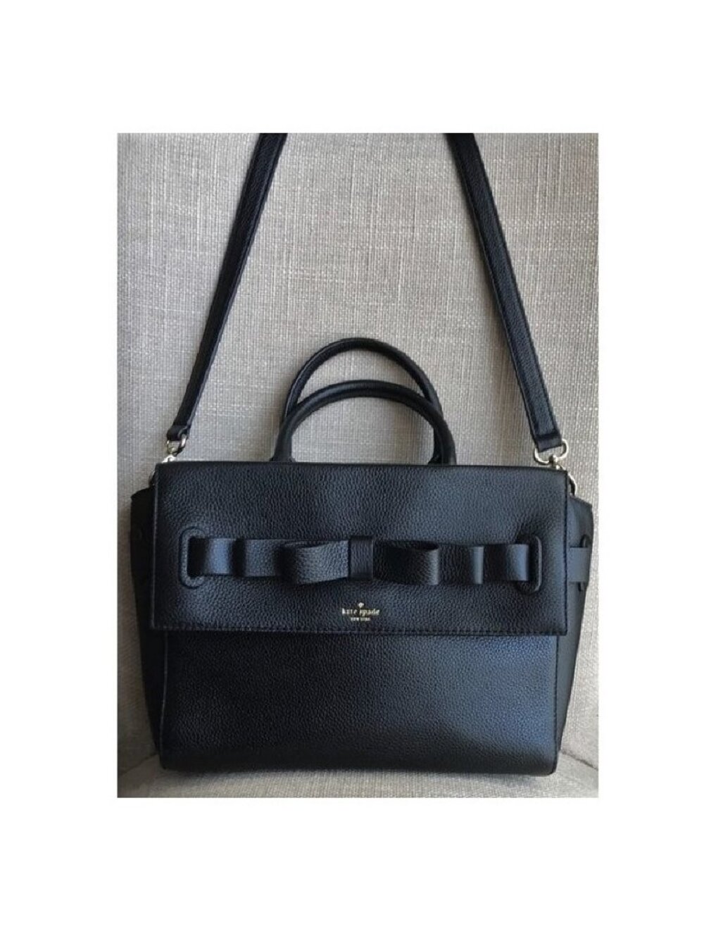 Kate Spade Satchel Shoulder Bag Black Leather Handbag Purse